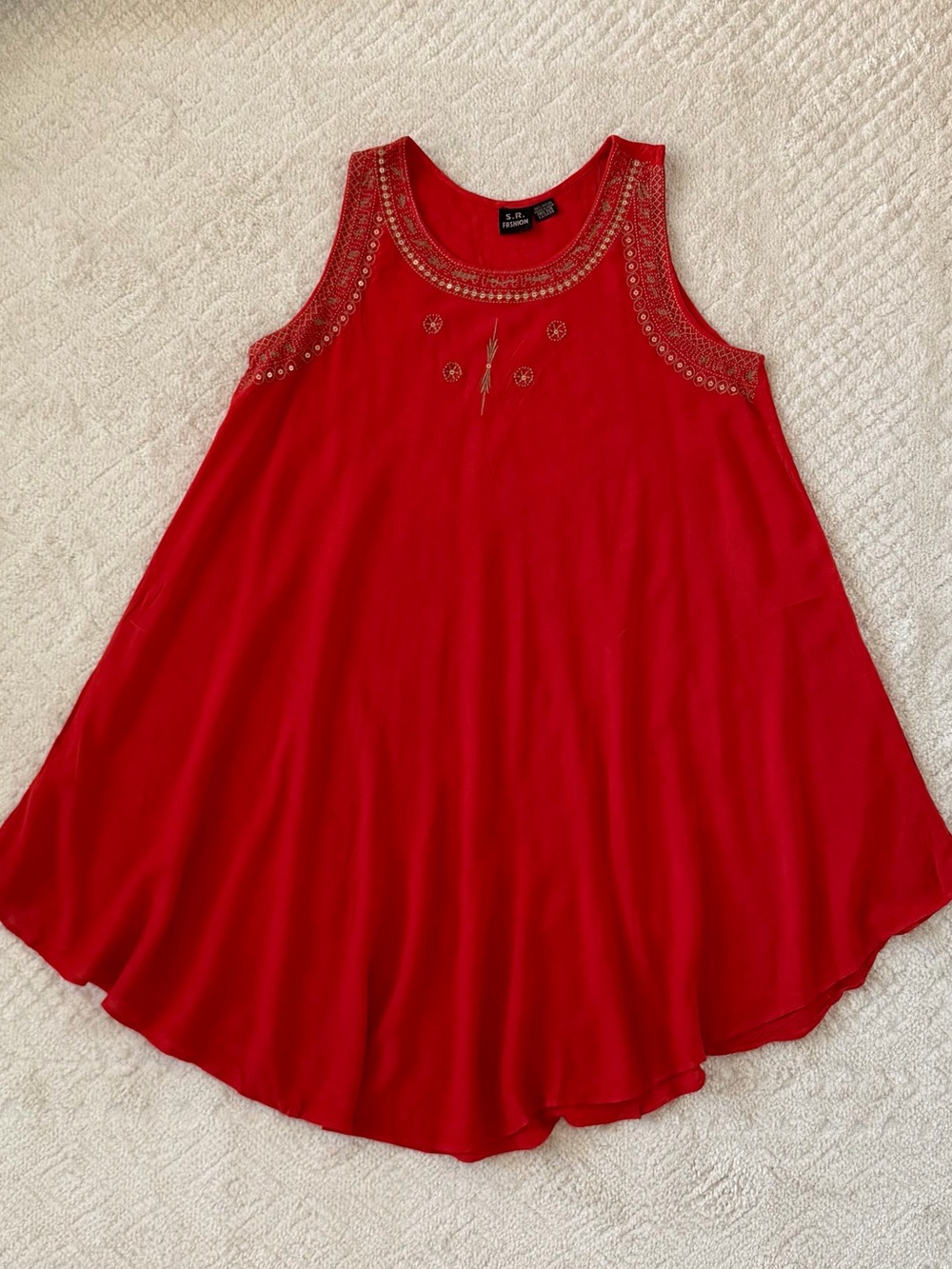 S.R. Fashion Red Embroidered Indian Style Dress